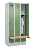 C+P Spind Evolo PLUS 049040-30 integrierte Bank 3 Abt.je 300mm Drehriegel (HxBxT) 1950x900x815mm 9016/6019