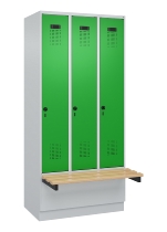 C+P Spind Evolo PLUS 049040-30 integrierte Bank 3 Abt.je 300mm Drehriegel (HxBxT) 1950x900x815mm 9016/6019