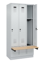 C+P Spind Evolo PLUS 049040-30 integrierte Bank 3 Abt.je 300mm Drehriegel (HxBxT) 1950x900x815mm 9016/6019