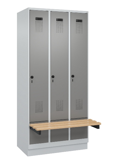 C+P Spind Evolo PLUS 049040-30 integrierte Bank 3 Abt.je 300mm Drehriegel (HxBxT) 1950x900x815mm 9016/6019
