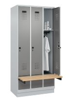 C+P Spind Evolo PLUS 049040-30 integrierte Bank 3 Abt.je 300mm Drehriegel (HxBxT) 1950x900x815mm 9016/6019