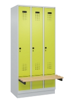 C+P Spind Evolo PLUS 049040-30 integrierte Bank 3 Abt.je 300mm Drehriegel (HxBxT) 1950x900x815mm 9016/6019
