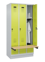 C+P Spind Evolo PLUS 049040-30 integrierte Bank 3 Abt.je 300mm Drehriegel (HxBxT) 1950x900x815mm 9016/6019