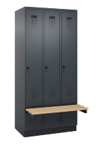 C+P Spind Evolo PLUS 049040-30 integrierte Bank 3 Abt.je 300mm Drehriegel (HxBxT) 1950x900x815mm 9016/6019