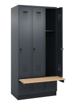 C+P Spind Evolo PLUS 049040-30 integrierte Bank 3 Abt.je 300mm Drehriegel (HxBxT) 1950x900x815mm 7016/7016