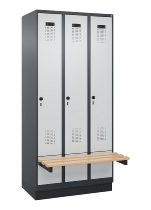 C+P Spind Evolo PLUS 049040-30 integrierte Bank 3 Abt.je 300mm Drehriegel (HxBxT) 1950x900x815mm 9016/6019