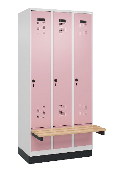 C+P Spind Evolo PLUS 049040-30 integrierte Bank 3 Abt.je 300mm Drehriegel (HxBxT) 1950x900x815mm 9016/6019
