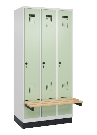 C+P Spind Evolo PLUS 049040-30 integrierte Bank 3 Abt.je 300mm Drehriegel (HxBxT) 1950x900x815mm 9016/6019
