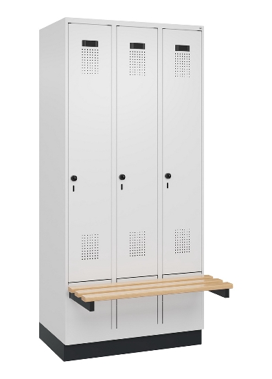C+P Spind Evolo PLUS 049040-30 integrierte Bank 3 Abt.je 300mm Drehriegel (HxBxT) 1950x900x815mm 9016/6019