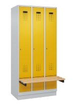 C+P Spind Evolo PLUS 049040-30 integrierte Bank 3 Abt.je 300mm Drehriegel (HxBxT) 1950x900x815mm 9016/6019