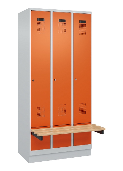 C+P Spind Evolo PLUS 049040-30 integrierte Bank 3 Abt.je 300mm Drehriegel (HxBxT) 1950x900x815mm 9016/6019