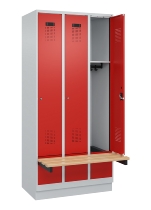 C+P Spind Evolo PLUS 049040-30 integrierte Bank 3 Abt.je 300mm Drehriegel (HxBxT) 1950x900x815mm 9016/6019