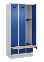 C+P Spind Evolo PLUS 049040-30 integrierte Bank 3 Abt.je 300mm Drehriegel (HxBxT) 1950x900x815mm 9016/6019