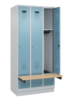C+P Spind Evolo PLUS 049040-30 integrierte Bank 3 Abt.je 300mm Drehriegel (HxBxT) 1950x900x815mm 9016/6019