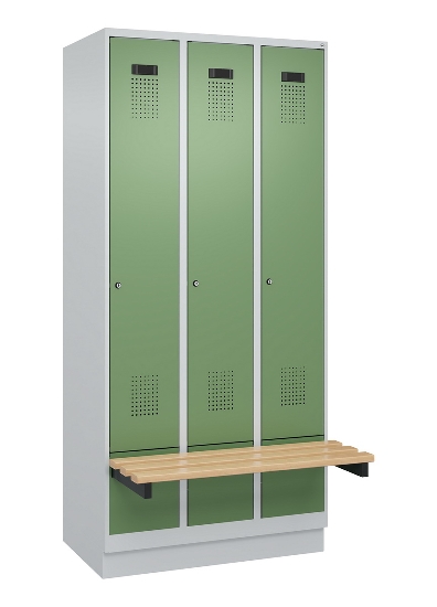 C+P Spind Evolo PLUS 049040-30 integrierte Bank 3 Abt.je 300mm Drehriegel (HxBxT) 1950x900x815mm 9016/6019