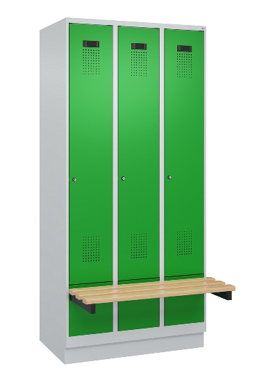 C+P Spind Evolo PLUS 049040-30 integrierte Bank 3 Abt.je 300mm Drehriegel (HxBxT) 1950x900x815mm 9016/6019