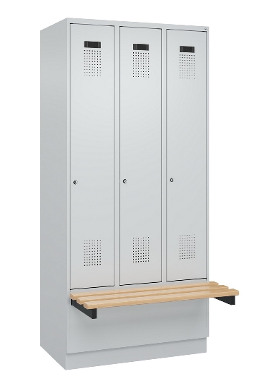 C+P Spind Evolo PLUS 049040-30 integrierte Bank 3 Abt.je 300mm Drehriegel (HxBxT) 1950x900x815mm 9016/6019