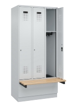 C+P Spind Evolo PLUS 049040-30 integrierte Bank 3 Abt.je 300mm Drehriegel (HxBxT) 1950x900x815mm 9016/6019