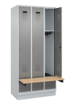 C+P Spind Evolo PLUS 049040-30 integrierte Bank 3 Abt.je 300mm Drehriegel (HxBxT) 1950x900x815mm 9016/6019