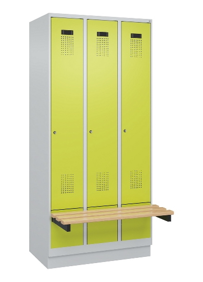 C+P Spind Evolo PLUS 049040-30 integrierte Bank 3 Abt.je 300mm Drehriegel (HxBxT) 1950x900x815mm 9016/6019