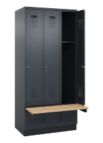 C+P Spind Evolo PLUS 049040-30 integrierte Bank 3 Abt.je 300mm Drehriegel (HxBxT) 1950x900x815mm 9016/6019