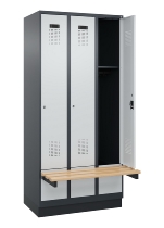 C+P Spind Evolo PLUS 049040-30 integrierte Bank 3 Abt.je 300mm Drehriegel (HxBxT) 1950x900x815mm 9016/6019