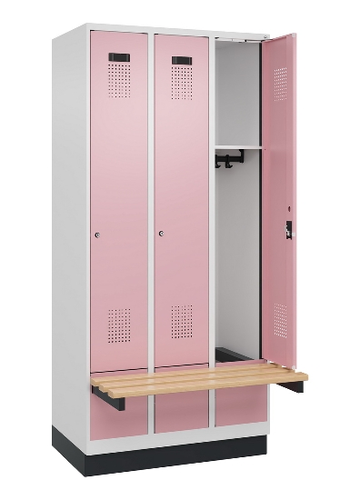 C+P Spind Evolo PLUS 049040-30 integrierte Bank 3 Abt.je 300mm Drehriegel (HxBxT) 1950x900x815mm 9016/6019