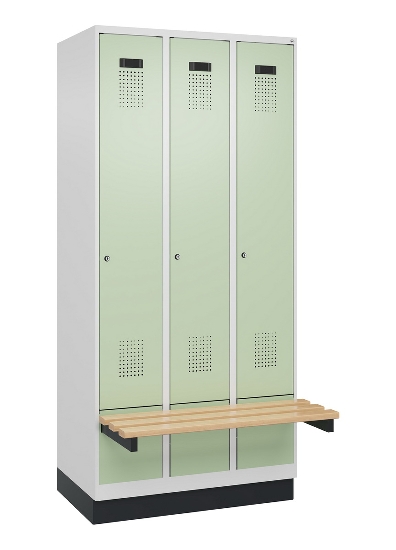 C+P Spind Evolo PLUS 049040-30 integrierte Bank 3 Abt.je 300mm Drehriegel (HxBxT) 1950x900x815mm 9016/6019