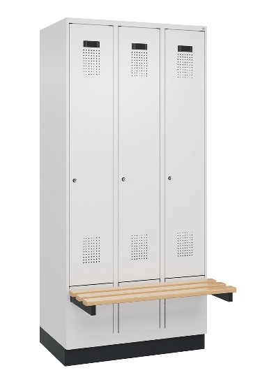 C+P Spind Evolo PLUS 049040-30 integrierte Bank 3 Abt.je 300mm Drehriegel (HxBxT) 1950x900x815mm 9016/6019