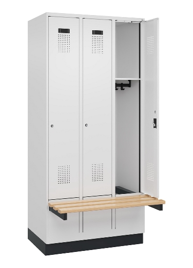 C+P Spind Evolo PLUS 049040-30 integrierte Bank 3 Abt.je 300mm Drehriegel (HxBxT) 1950x900x815mm 9016/6019