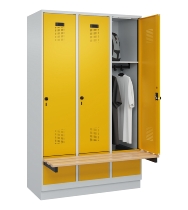 C+P Spind Evolo PLUS 049040-30 integrierte Bank 3 Abt.je 300mm Drehriegel (HxBxT) 1950x900x815mm 9016/6019