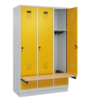 C+P Spind Evolo PLUS 049040-30 integrierte Bank 3 Abt.je 300mm Drehriegel (HxBxT) 1950x900x815mm 9016/6019