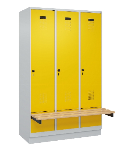 C+P Spind Evolo PLUS 049040-30 integrierte Bank 3 Abt.je 300mm Drehriegel (HxBxT) 1950x900x815mm 9016/6019