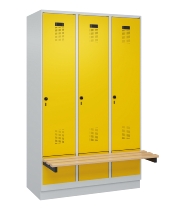 C+P Spind Evolo PLUS 049040-30 integrierte Bank 3 Abt.je 300mm Drehriegel (HxBxT) 1950x900x815mm 9016/6019