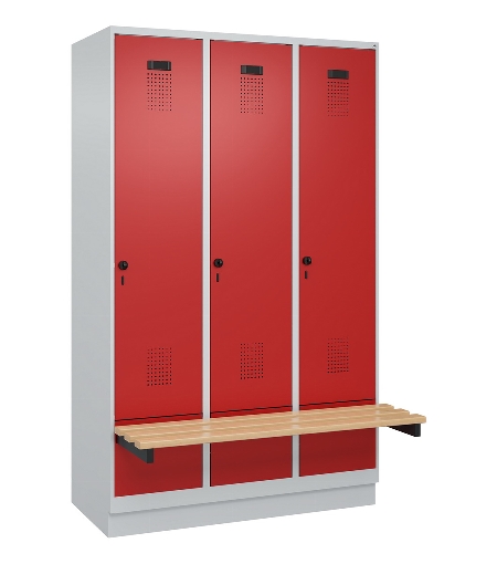 C+P Spind Evolo PLUS 049040-30 integrierte Bank 3 Abt.je 300mm Drehriegel (HxBxT) 1950x900x815mm 9016/6019