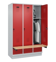C+P Spind Evolo PLUS 049040-30 integrierte Bank 3 Abt.je 300mm Drehriegel (HxBxT) 1950x900x815mm 9016/6019