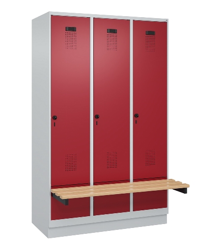 C+P Spind Evolo PLUS 049040-30 integrierte Bank 3 Abt.je 300mm Drehriegel (HxBxT) 1950x900x815mm 9016/6019