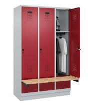 C+P Spind Evolo PLUS 049040-30 integrierte Bank 3 Abt.je 300mm Drehriegel (HxBxT) 1950x900x815mm 9016/6019