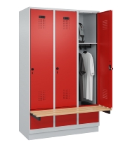 C+P Spind Evolo PLUS 049040-30 integrierte Bank 3 Abt.je 300mm Drehriegel (HxBxT) 1950x900x815mm 9016/6019