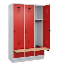 C+P Spind Evolo PLUS 049040-30 integrierte Bank 3 Abt.je 300mm Drehriegel (HxBxT) 1950x900x815mm 9016/6019