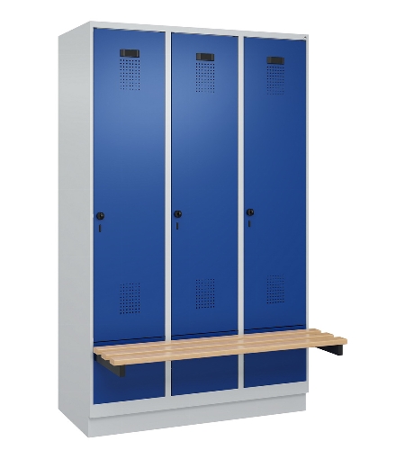 C+P Spind Evolo PLUS 049040-30 integrierte Bank 3 Abt.je 300mm Drehriegel (HxBxT) 1950x900x815mm 9016/6019