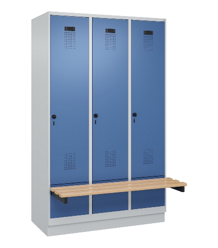 C+P Spind Evolo PLUS 049040-30 integrierte Bank 3 Abt.je 300mm Drehriegel (HxBxT) 1950x900x815mm 9016/6019