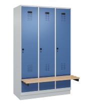 C+P Spind Evolo PLUS 049040-30 integrierte Bank 3 Abt.je 300mm Drehriegel (HxBxT) 1950x900x815mm 9016/6019