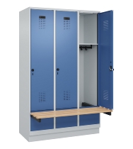 C+P Spind Evolo PLUS 049040-30 integrierte Bank 3 Abt.je 300mm Drehriegel (HxBxT) 1950x900x815mm 9016/6019