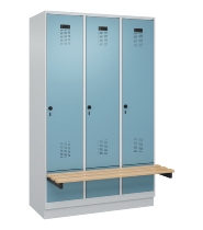 C+P Spind Evolo PLUS 049040-30 integrierte Bank 3 Abt.je 300mm Drehriegel (HxBxT) 1950x900x815mm 9016/6019