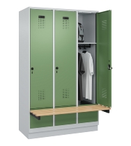 C+P Spind Evolo PLUS 049040-30 integrierte Bank 3 Abt.je 300mm Drehriegel (HxBxT) 1950x900x815mm 9016/6019