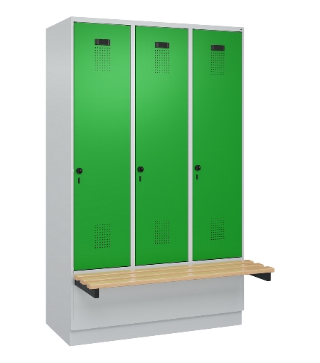 C+P Spind Evolo PLUS 049040-30 integrierte Bank 3 Abt.je 300mm Drehriegel (HxBxT) 1950x900x815mm 9016/6019
