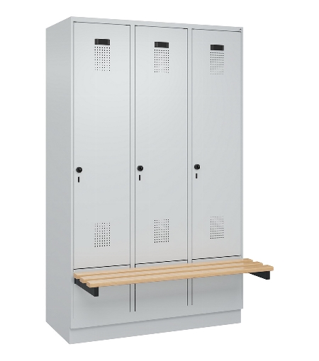 C+P Spind Evolo PLUS 049040-30 integrierte Bank 3 Abt.je 300mm Drehriegel (HxBxT) 1950x900x815mm 9016/6019