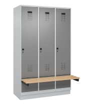 C+P Spind Evolo PLUS 049040-30 integrierte Bank 3 Abt.je 300mm Drehriegel (HxBxT) 1950x900x815mm 9016/6019
