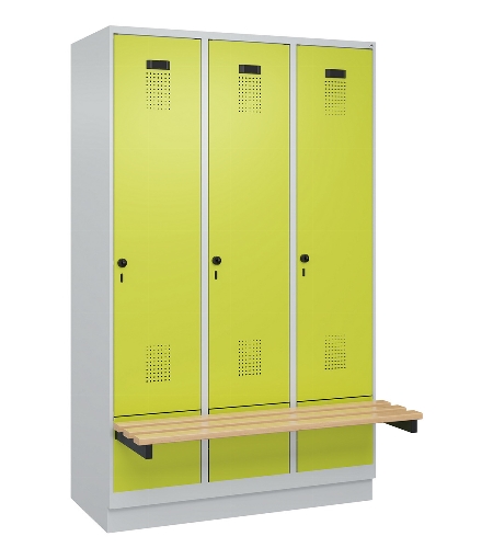 C+P Spind Evolo PLUS 049040-30 integrierte Bank 3 Abt.je 300mm Drehriegel (HxBxT) 1950x900x815mm 9016/6019